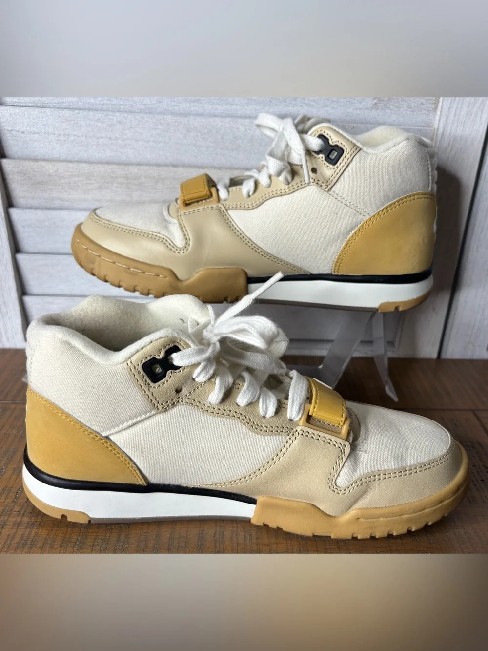 Nike Air Trainer 1 Coconut Milk Team Gold Suede Mid Sneakers DV7201-100 Size 5